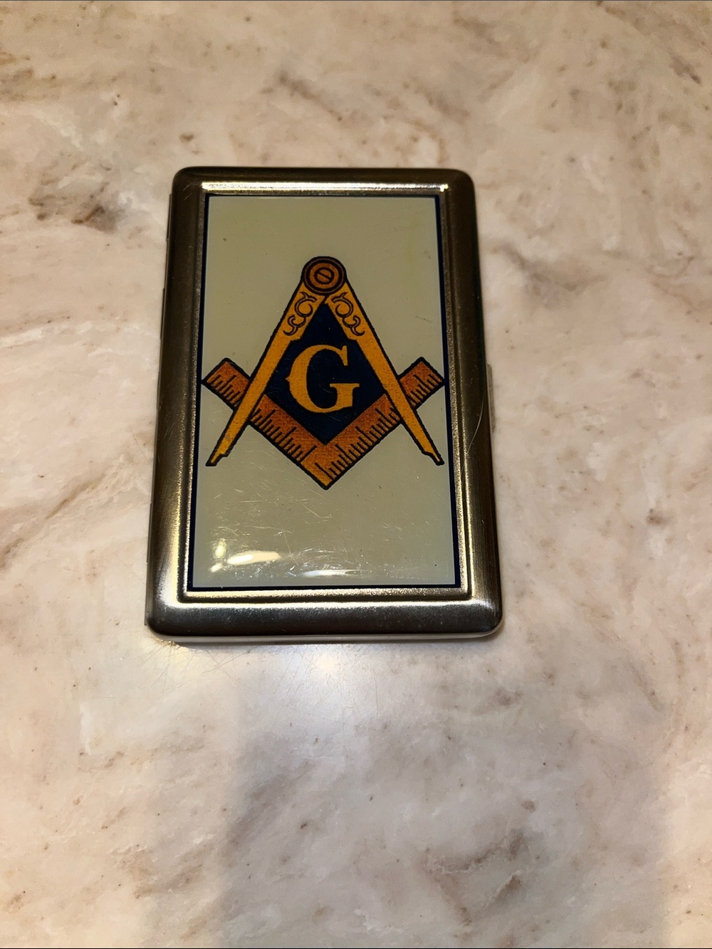 Free Masons Masonic Square & Compasses Metal Card/Cigarette Case